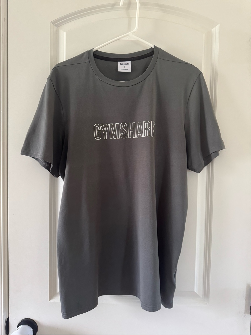 Gymshark Men's Charcoal Gray Logo Short Sleeve Tee